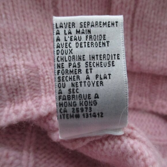 Wool Angora Pink Cable Knit Half Zip Pullover Sweater Mock Neck w/ Pockets - Picture 8 of 11